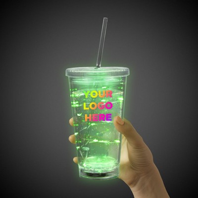 Imprinted Green String Light 16 Oz. LED Cup